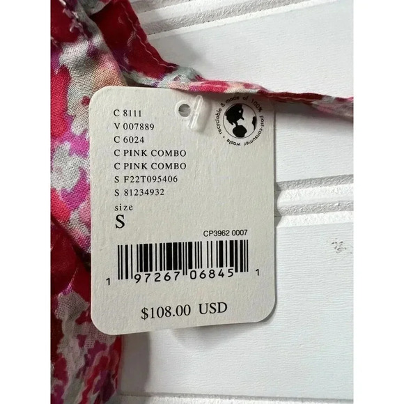 Free People Top Women's Talia Tiered Tunic Tank Top Pink Combo Small NEW. 340 - Picture 3 of 5